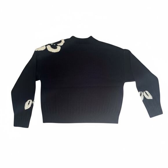 NWT Aleeza Paris Essex Sweater – Black with Ivory Flowers – Size M - Picture 3 of 6